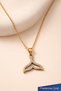 Women's Necklace with Zircon Stone Whale Tail Figure - 2