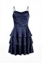 Women's Navy Blue Degaje Collar Backless Mini Satin Evening Dress - 6