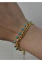 Flow Gold Color Blue Beads Bracelet 18+4 cm - 2