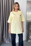 Women's Crew Neck Embroidered 100% Cotton T-Shirt Yellow - 26Y 26507 - 3