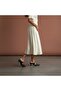 Black Leather Buckle Women's Square Toe Open Back Heeled Shoes - 3