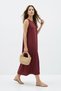 Burgundy Zero Sleeve Crew Neck Dress 3652
