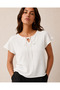 Women's Slit Detailed Lace-Up Collar Comfortable Fit Blouse