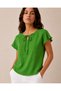 Women's Slit Detailed Lace-Up Collar Comfortable Fit Blouse
