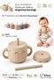 Pumpkin 250 ml Platinum Silicone Baby Drinking Cup with Straw and Handle - Beige