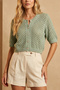 Women's Bohemian Patterned Short Sleeve Buttoned Crop Knitwear Cardigan - 3