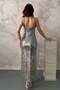 Strappy Lined Maxi Long Length Premium Sequined Dress - 6