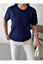 Premium Viscose Crew Neck Comfortable Fit Short Sleeve Flexible Summer Knitwear Blouse - 2