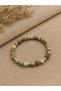 Men's Bracelet with Natural Stone and Hematite Detail – Handmade Design in Beige Green Tone - 2