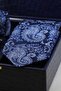 Navy Blue Men's Gift Box - Tie with Handkerchief, Cufflinks, Tie Clip Kmk267 - 3