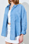 100% Pure Linen Washed Luxury Single Pocket Oversize Women's Shirt |   Mks169571-01 - 4