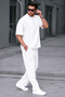 Men's Crew Neck Casual Short Sleeve Summer Tracksuit Set - 2