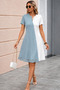 New Season Women's Short Sleeve V-Neck Double Color Short Laser Cut Flower Detailed Imported Crepe Dress - 3