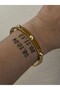 Single Stone Detailed Flat Handcuff Bracelet (Steel)