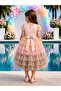 Girl's Lycra Tulle Sleeves Short Front Long Back Evening Dress Birthday, Special Occasion, Wedding 2-9 Years Old - 2