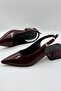 Short Heeled Patent Leather Women's Ballerinas Mary Jane Burgundy Patent Leather - 5