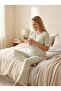 New Season Green Patterned 100% Cotton Short-Sleeved Special Design Summer Maternity and Postpartum Nursing Pajama Set with Dressing Gown - 5