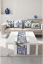 Villa Azzurra Floral Pattern Navy Blue White Beige 4 Throw Pillow Covers 1 Runner 5-Piece Set Throw Pillow Cover Set. Table Set Double-Sided Throw Pillow Cover Digital Printing - 7