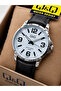 Men's Wristwatch Black Color Leather Strap Casual & Classic Gift Boxed - 2