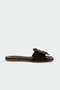 Marny Asymmetrical Detailed Women's Bitter Brown Flat Slippers - 2