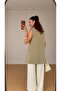 Women's Garnished Vest Palazzo Pants Suit Long Vest Suitable for Tesettür - 7