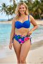 Women's Cobalt Blue Stone Embroidered Floral Pattern Large Size Bikini Set Hzl25S-Lc3368