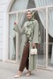 Hakim Collar Deep Slit Belted Long Modal Tunic - Green - 5