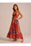 Women's Ethnic Patterned Summer Double-Breasted Strap Long Gypsy Dress 10C-2397 - 2