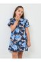 Girls Floral Print Dress with Puff Sleeves - 2