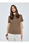 Brown Plain Regular T-Shirt - 3
