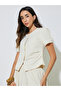 Cream Solid Puff Sleeve Top and A-Line Maxi Skirt Set - 2