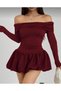 Women's Slim Fit Shoulder-Cut Balloon Skirt Dress - 6