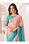 Women's Pure Chiffon Peach Embellished Designer Saree With Blouse Piece - 3