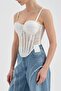 Women's Lace Fabric Detailed Underwire Design Blouse Corset - 6