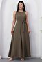 Crew Neck Belted Wide Leg Jumpsuit Grs4017 - 6