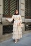 Women's Embroidered Layered Flounce Waist Tie Suit Cream - 4