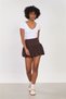 Women's wide ribbed mini balloon skirt - bitter brown - 4