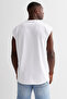 Straight Cut Sleeve / Sleeveless White Oversize T-Shirt - 2