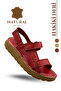 Genuine Leather Men's Sandals - Soft Thick Soled Genuine Leather Men's Sandals Red
