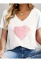 Women's Mix Printed V-Neck Sleeved Regular Fit Comfortable T-Shirt