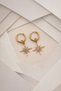 Women's Gold Color Zircon Stone Pole Star Necklace and Earring Set - 6