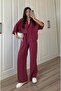 Burgundy Tencel Bat Sleeve Shirt and Pants Set - 3970 - 2
