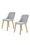 Dining Chairs Set of 2, Modern Dining Room Chairs with Solid Wood Back for Kitchen Living Room, Mid Century Design, Wooden Legs + Linen, Grey