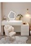 Light Luxury Dressing Table and Bedside Table 3-Layer Retractable With LED Makeup Mirror