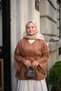Women's V Detail Bat Sleeve Linen Waist Tie Tunic Taba - 3
