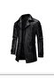 Black Faux Leather Jacket Retro Style Waterproof Size XXL - 2