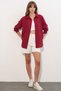 Women's Oversize Linen Shirt 1538 - Burgundy - 2