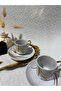 Aura Gold: Luxury Porcelain Coffee Cup Set with Gold Leaf Pattern for 6 People - 3