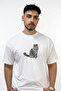 Scottish Fold Design Printed Oversize White T-Shirt