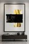 High Contrast Modern Geometric Wall Art | Framed Canvas Print with Gold Foil Embossed | Luxury Modern Decor for Living Room, Bedroom, Office & Gift